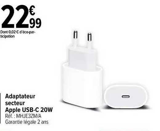 adaptateur secteur apple usb-c 20w