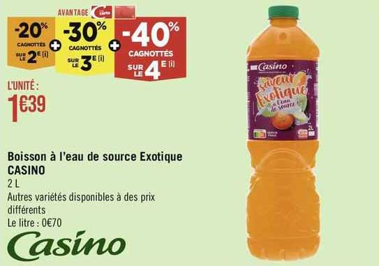 boisson à l'eau de source exotique casino