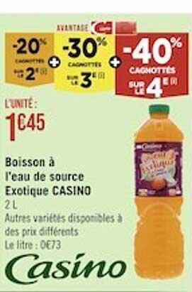 boisson à l'eau de source exotique casino
