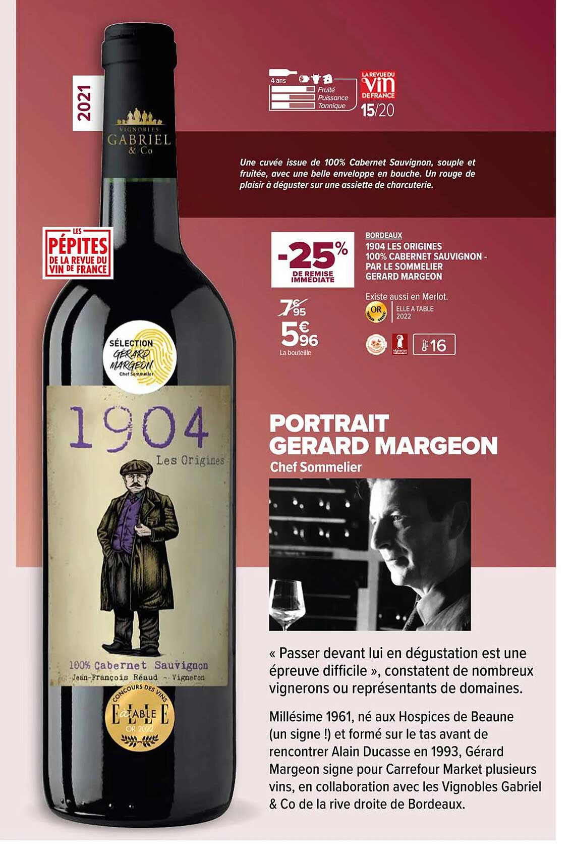 bordeaux 1904 les origines 100% cabernet sauvignon - par le sommelier gérard margeon