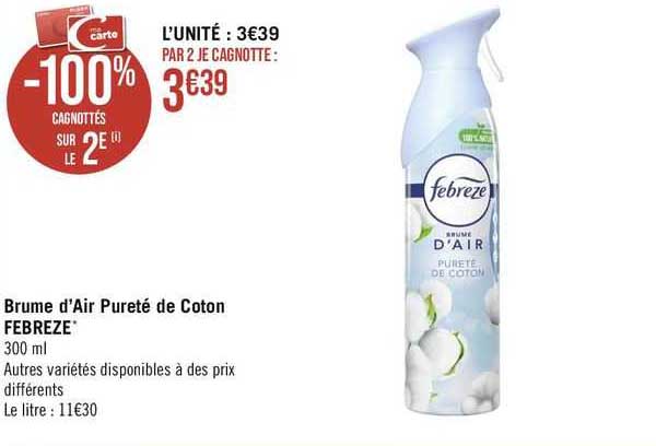 brume d'air pureté de coton febreze