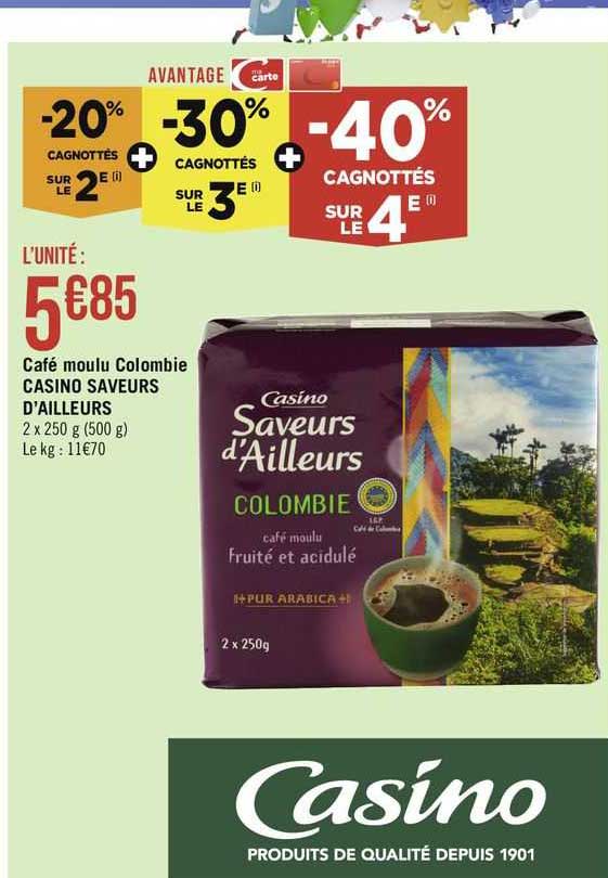 Café Moulu Colombie Casino Saveurs D'ailleurs