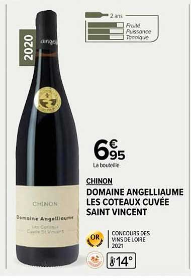 chinon domaine angelliaume les côteaux cuvée saint vincent