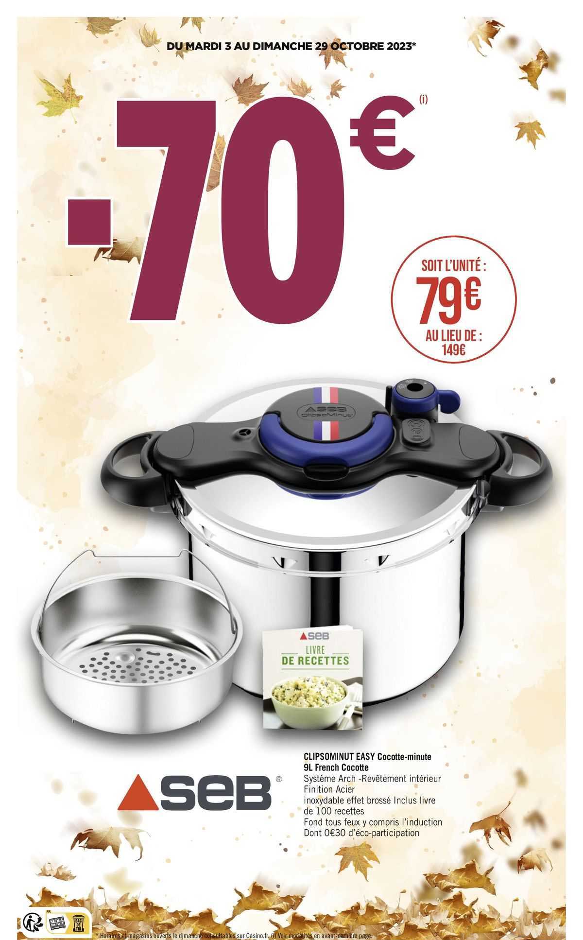 Clipsominut Easy Cocotte-minute 9l French Cocotte Seb