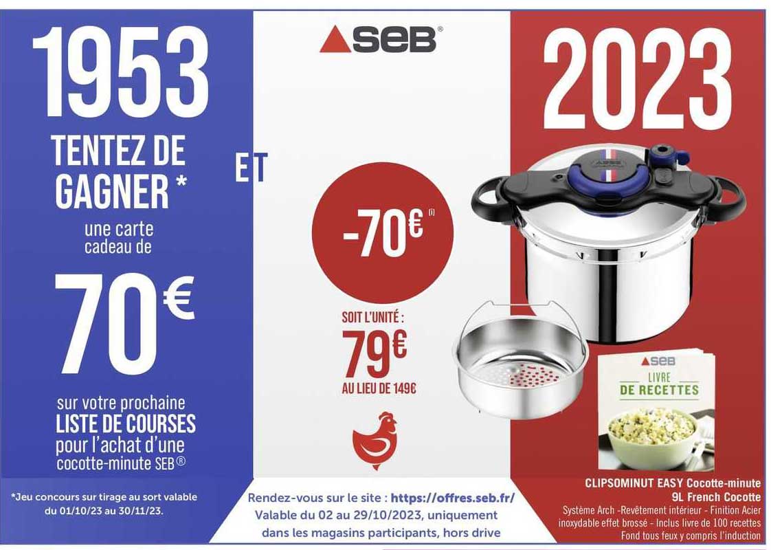 clipsominut easy cocotte-minute 9l french cocotte