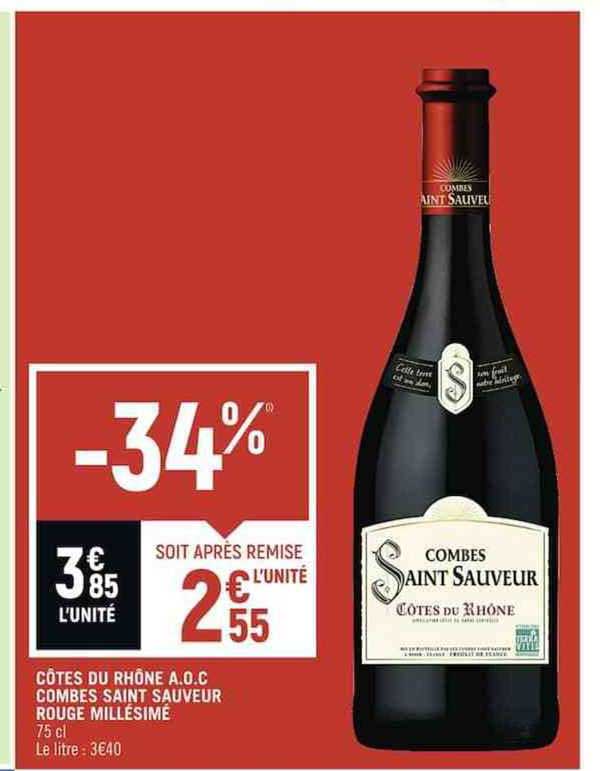 côtes du rhône a.o.c. combes saint sauveur rouge millésimé