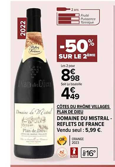 Côtes Du Rhône Villages Plan De Dieu Domaine Du Mistral - Reflets De France