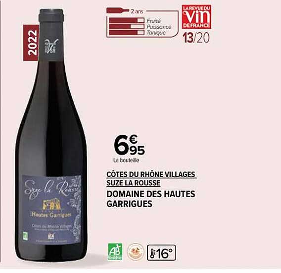 côtes du rhône villages suze la rousse domaine des hautes garrigues