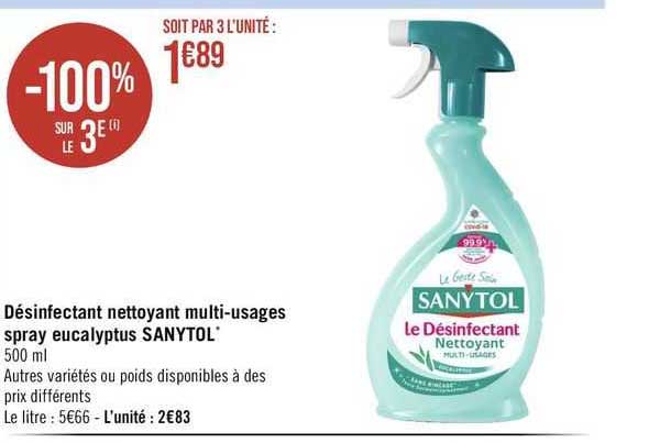 désinfectant nettoyant multi-usages spray eucalyptus sanytol