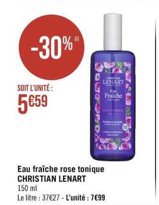 eau fraîchec rose tonique christian lenart