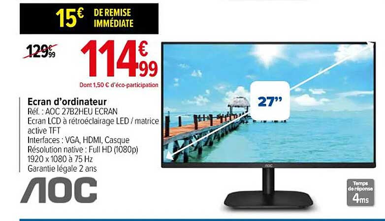 écran d'ordinateur 27" aoc