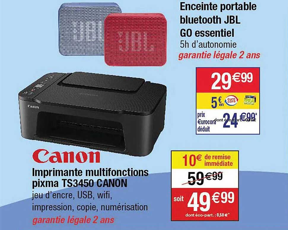 Enceinte Portable Bluetooth Jbl Go Essentiel, Imprimante Multifonctions Pixma Ts3450 Canon