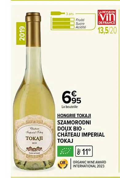hongrie tokaji szamorodni doux bio - château impérial tokaj