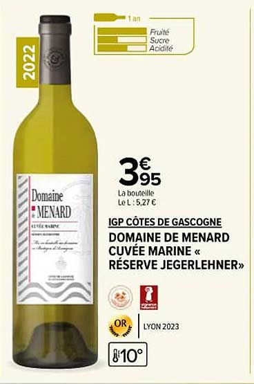 igp côtes de gascogne domaine de menard cuvée marine "réserve jegerlehner"