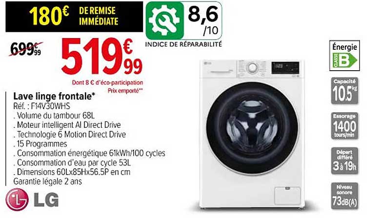 lave linge frontale lg