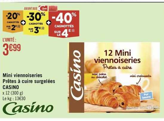 mini viennoiseries prêtes à cuire surgelées casino