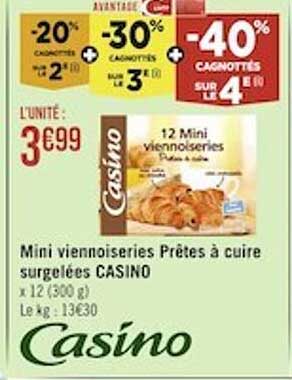 mini viennoiseries prêtes à cuire surgelées casino