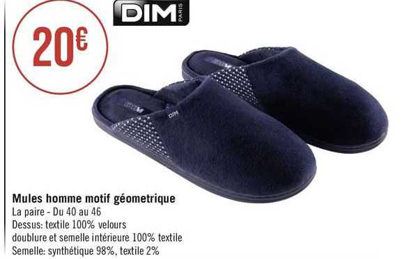 mules homme motif géométrique dim paris