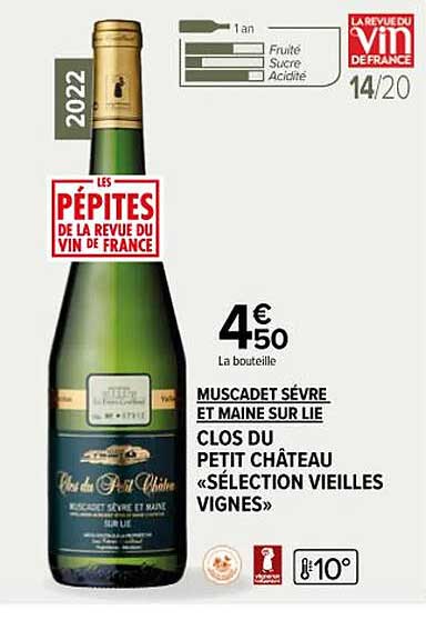 muscadet sévre et maine sur lie clos du petit château "sélection vieilles vignes"