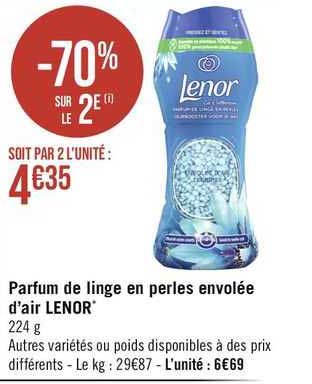 parfum de linge en perles envolée d'air lenor