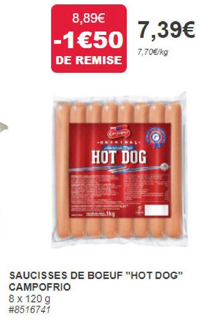 saucisses de bœuf "hot dog" campofrio
