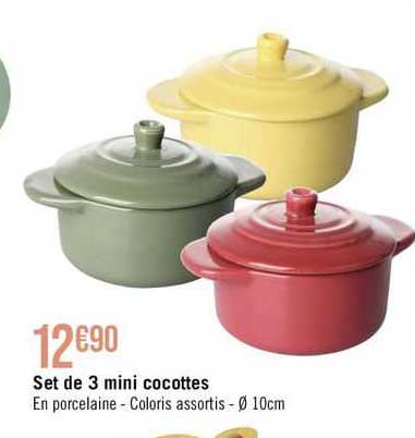 set de 3 mini cocottes