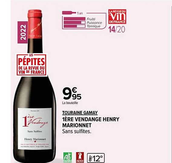 touraine gamay 1ère vendange henry marionnet