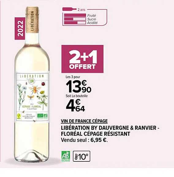 vin de france cépage libération by dauvergne & ranvier - floréal cépage résistant