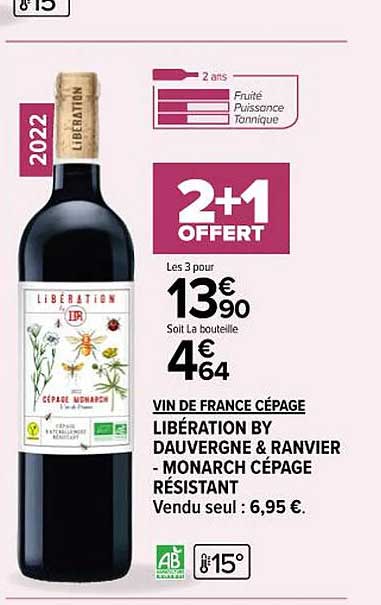 vin de france cépage libération by dauvergne & ranvier - monarch cépage résistant
