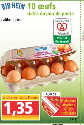10 œufs datés du jour de ponte bib'heim
