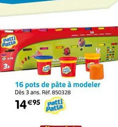 16 pots de pâte à modeler patti patta