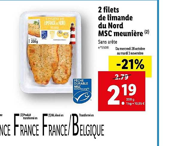 2 Filets De Limande Du Nord Msc Meunière