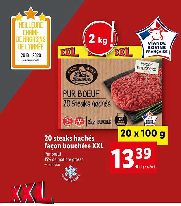 20 steaks haché façon bouchère xxl