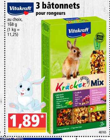 3 bâtonnets pour rongeurs vitakraft