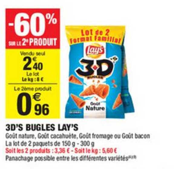 3d's Bugles Lay's -60% Sur Le 2è Produit