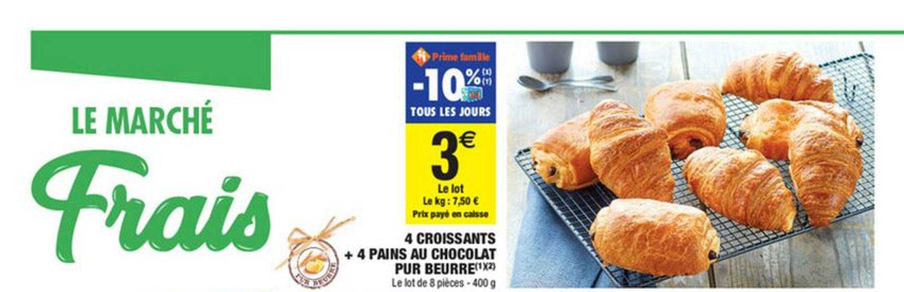 4 Croissants + 4 Pains Au Chocolat Pur Beurre