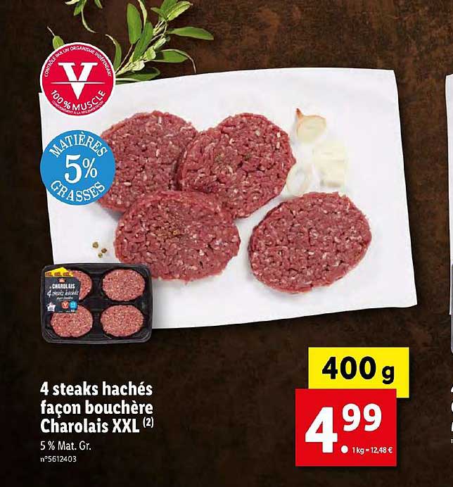 4 steaks hachés façon bouchère charolais xxl
