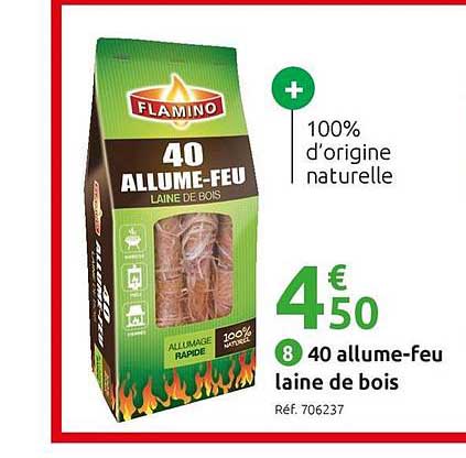 40 allume feu laine de bois