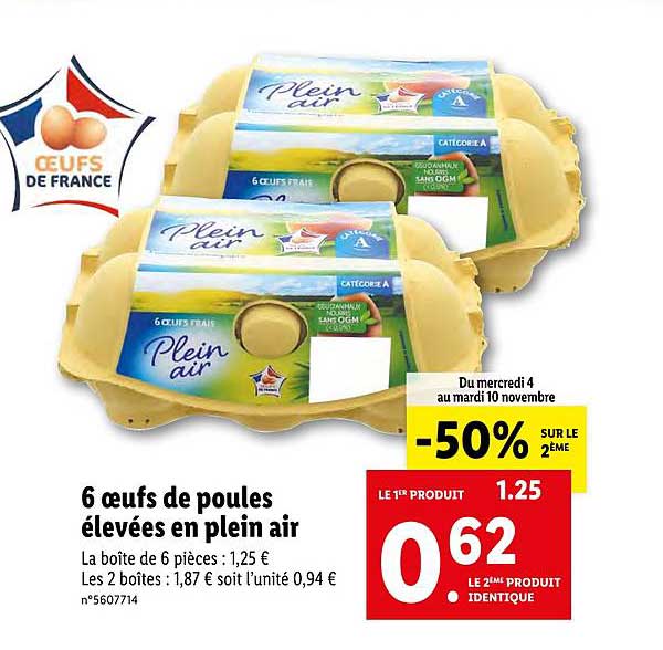 6 oeufs de poules élevées en plein air