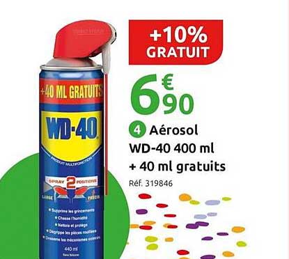 aérosol wd 40 400 ml + 40 ml gratuits