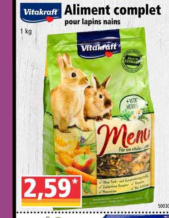 aliment complet pour lapins nains vitakraft