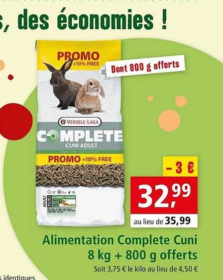 alimentation complète cuni 8 kg + 800 g offerts