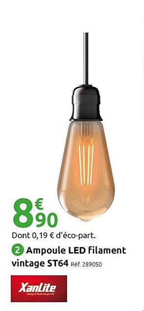 ampoule led filament vintage st64 xanlite
