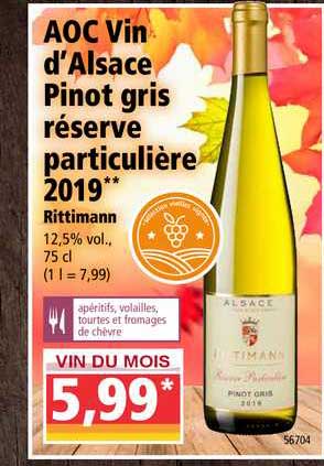 aoc vin d'alsace pinot gris réserve particulière 2019 rittimann