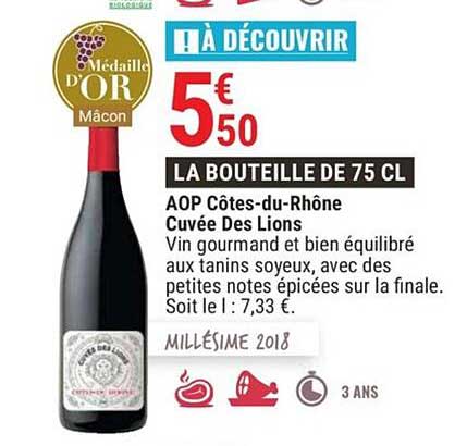 aop cotes du rhône cuvée des lions