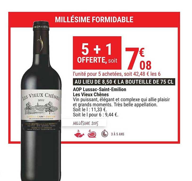aop lussac saint emilion les vieux chênes 5+1 offerte