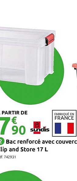 bac renforcé avec couvercle clip and store 17 l