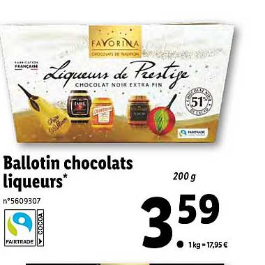 ballotin chocolats liqueurs
