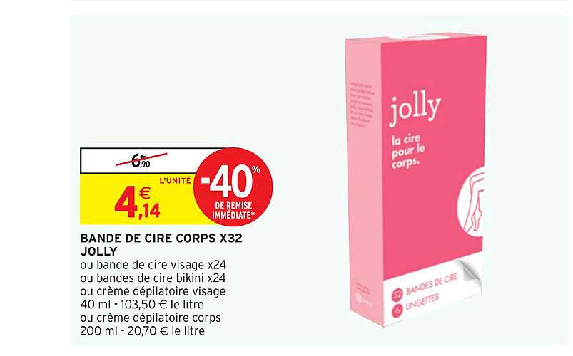 bande de cire corps x32 jolly -40% remise immédiate