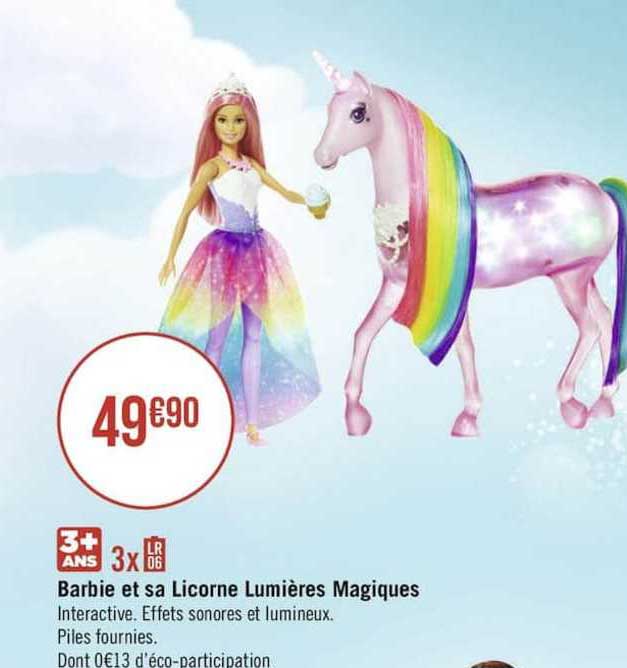 barbie et sa licorne lumières magiques